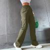 fartey Camo Cargo Pants for Women Casual Drawstring High Waist Parachute Pants Baggy Wide Leg Hiking Pants with Pockets view 2