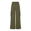 fartey Camo Cargo Pants for Women Casual Drawstring High Waist Parachute Pants Baggy Wide Leg Hiking Pants with Pockets view 3