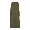fartey Camo Cargo Pants for Women Casual Drawstring High Waist Parachute Pants Baggy Wide Leg Hiking Pants with Pockets view 4