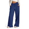 Wide Leg Sweatpants Women Trendy Stitching Athletic Joggers Sweatpants Casual Loose Elastic High Waisted Flared Pants Adjustable Drawstring Comfy Soft Skin Friendly Wide Leg Yoga Pants with Pockets view 2