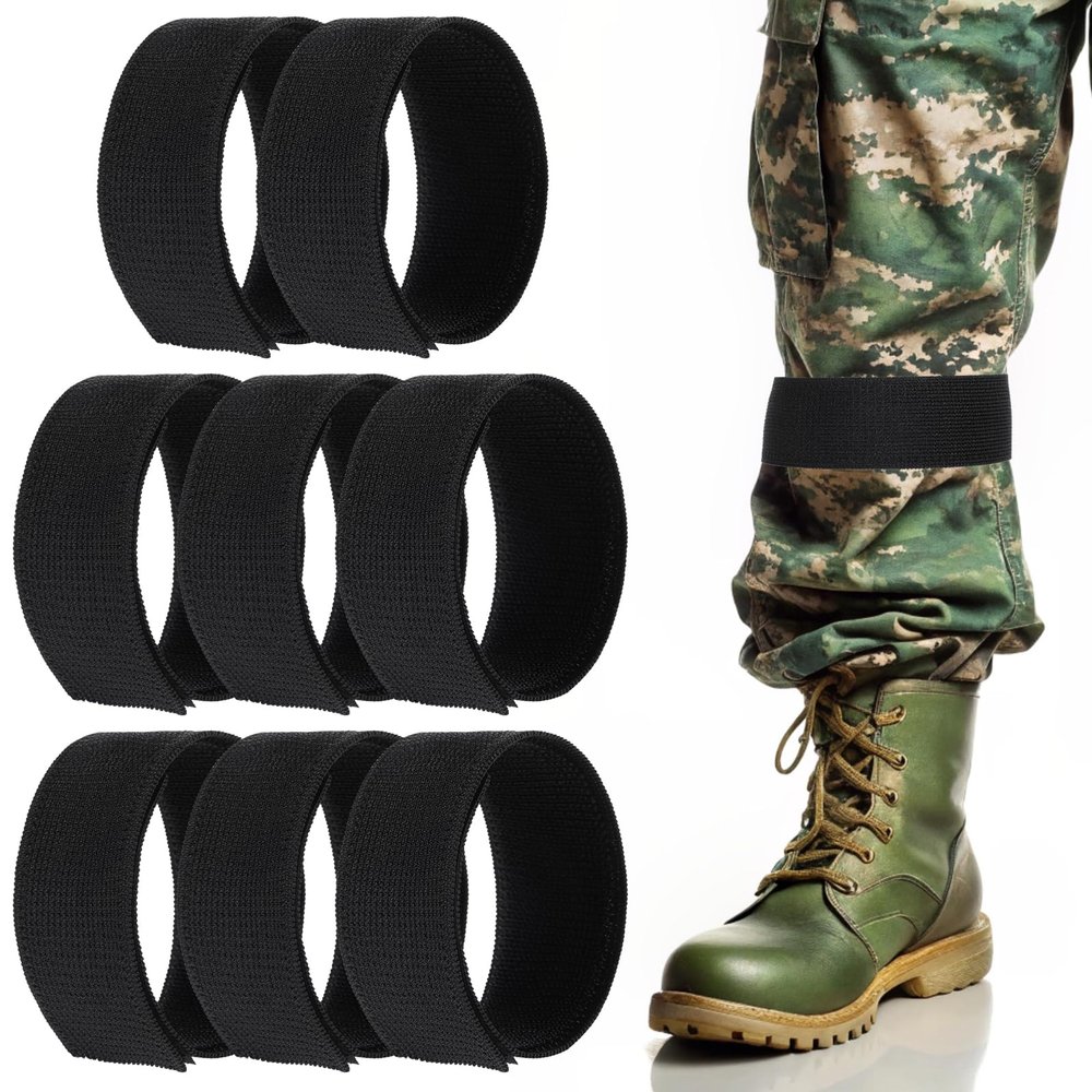 8Pcs Boot Blousers, Ankle Straps, 1.5Inches Elastic Boot Straps Blousing Straps, Trousers Blouses Straps, Ankle Hook and Loop, Boot Bands for Fishing Hunting Hiking Cycling Gardening Uniform