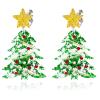 Christmas Tree Shape Clip On Dangle Earrings for Women, Non Pierced, Colorful Cake Heart Star Drop Earring Statement Party Festive Jewelry