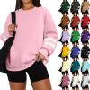 Fleece Sweatshirts Trendy Womens Plus Size Sweatshirts Color Block Oversized Crewneck Sweatshirts Winter Warm Fleece Pullover Cute Fall Outfits Casual Lightweight Sweatshirts Christmas Sweatshirts view 1
