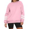 Fleece Sweatshirts Trendy Womens Plus Size Sweatshirts Color Block Oversized Crewneck Sweatshirts Winter Warm Fleece Pullover Cute Fall Outfits Casual Lightweight Sweatshirts Christmas Sweatshirts view 4