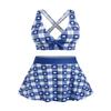 ROSE GAL Rosegal Plus Size Valentines Heart Bowknot Crisscross Padded Three Piece Tankini Swimsuit(Deep Blue/3X) view 1
