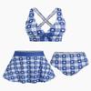 ROSE GAL Rosegal Plus Size Valentines Heart Bowknot Crisscross Padded Three Piece Tankini Swimsuit(Deep Blue/3X) view 2