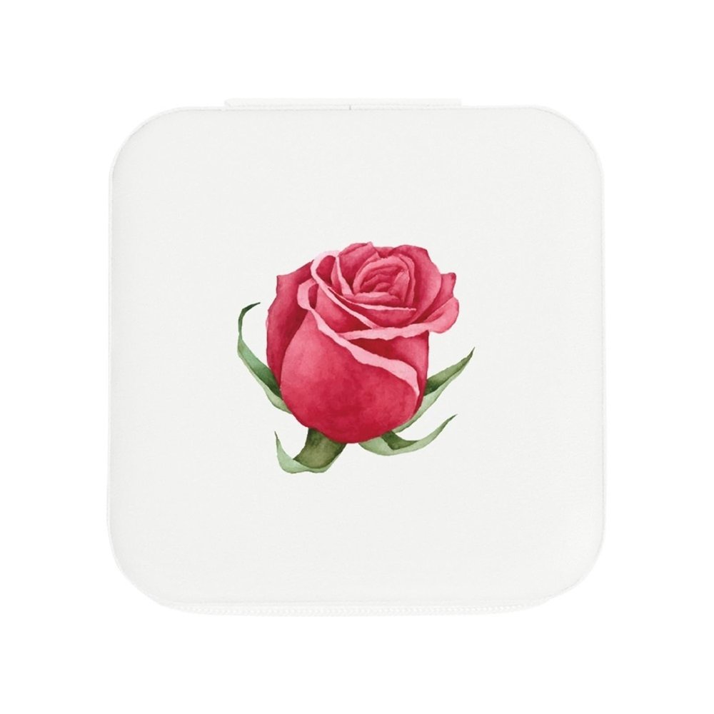 Kioxiuin PU Leather Travel Jewelry Box with Flowers, Bridesmaid s Birthday s for Girls and Women - White Jewellery Box