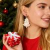 Christmas Tree Shape Clip On Dangle Earrings for Women, Non Pierced, Colorful Cake Heart Star Drop Earring Statement Party Festive Jewelry view 3