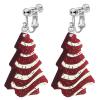 Christmas Tree Shape Clip On Dangle Earrings for Women, Non Pierced, Colorful Cake Heart Star Drop Earring Statement Party Festive Jewelry view 1