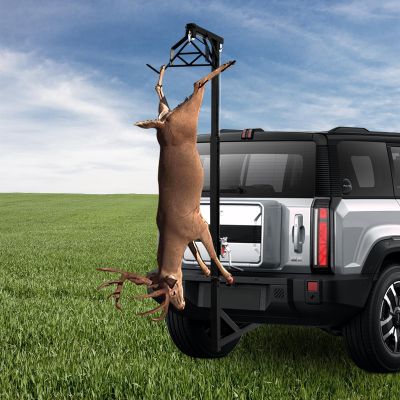 Deer Hoist for Truck Hitch Mounted Deer Hanger for Skinning or Cleaning Game, Heavy Duty Steel Deer Skinning Rack with Winch & Gambrel, Outdoor Hunting Accessories for Men, 500-lb Capacity