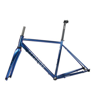 BSFHQS Gravel Bikes Framest Road Bike Frame 700C Thru Axle Frame 100/142mm Disc Brake Frame 44cm 47cm 50cm 53cm 56cm Cr-mo Steel Bike Frame Shifter Internal Routing BSA BB68mm(Blue-Purple,56cm)
