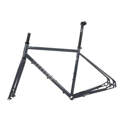 BSFHQS Bike Frame Road Bike Frameset 700C Disc Brake Frame 44cm 47cm 50cm 53cm 56cm Cr-mo Steel Bike Frame Quick Release Frame 100/135mm QR BSA BB68mm(Cement Grey,56cm)