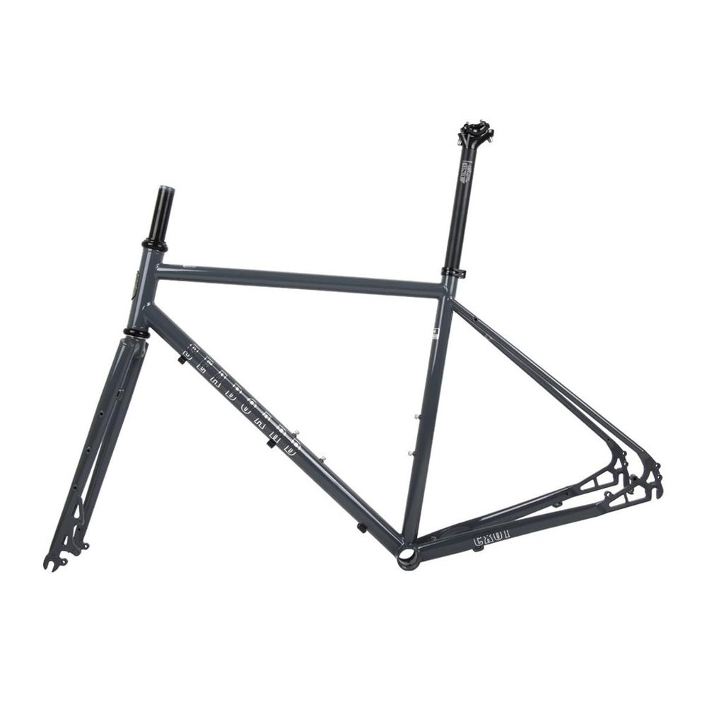 BSFHQS Bike Frame Road Bike Frameset 700C Disc Brake Frame 44cm 47cm 50cm 53cm 56cm Cr-mo Steel Bike Frame Quick Release Frame 100/135mm QR BSA BB68mm(Cement Grey,56cm)