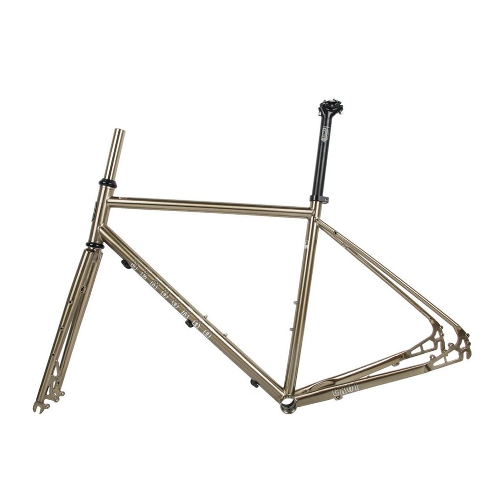 BSFHQS Bike Frame Road Bike Frameset 700C Disc Brake Frame 44cm 47cm 50cm 53cm 56cm Cr-mo Steel Bike Frame Quick Release Frame 100/135mm QR BSA BB68mm(Brushed Silver,56cm)