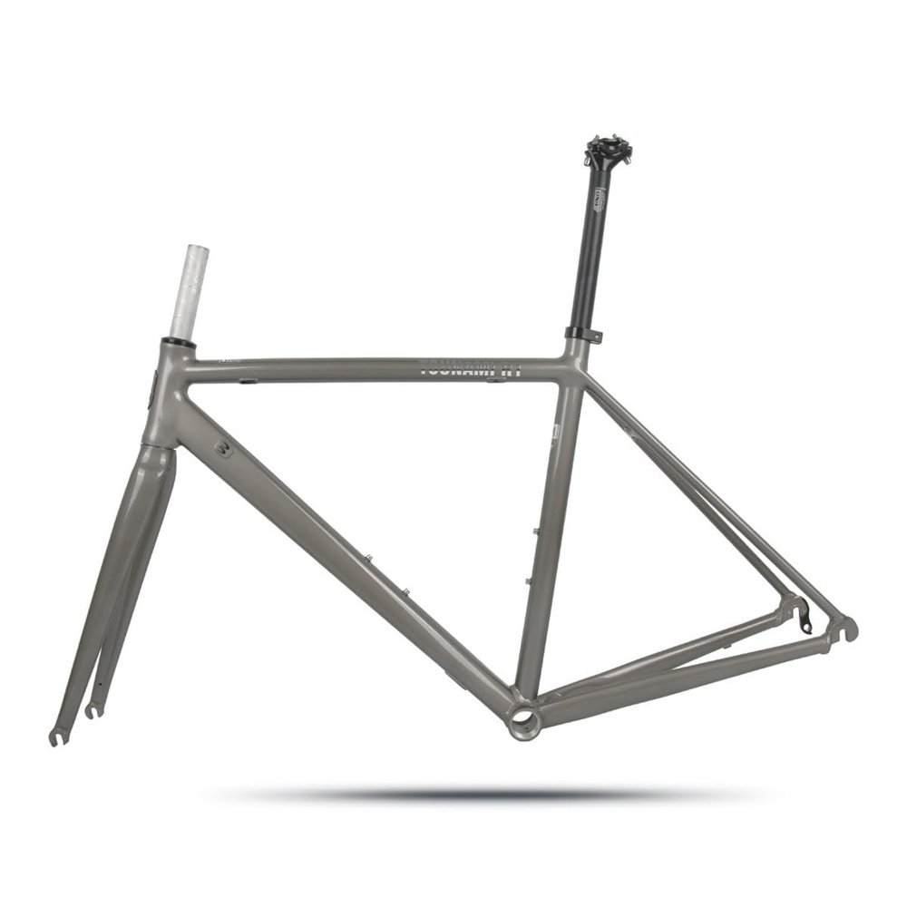BSFHQS 700C Road Bike Frameset C Brake/Rim Brake Frame 47cm 50cm 53cm Aluminum Alloy Bike Frame Quick Release Frame 100/130MM QR Semi-Internal Routing BSA BB68mm(Silver Grey,53cm)