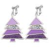 Christmas Tree Shape Clip On Dangle Earrings for Women, Non Pierced, Colorful Cake Heart Star Drop Earring Statement Party Festive Jewelry view 1