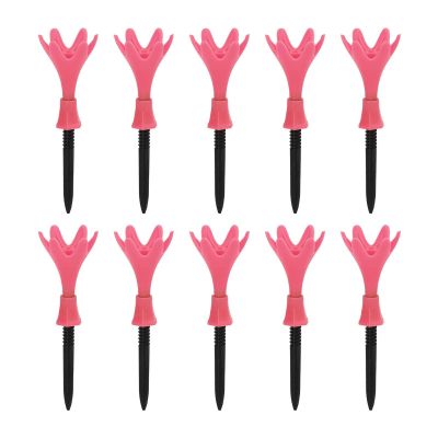 Enlybee 10Pcs Plastic Golf Tees, Adjustable Height and Inclination, 6 Prong Heads for Stability, Wear Resistance, Ideal Gift for Golfers, On Course Golf Accessories (Pink)