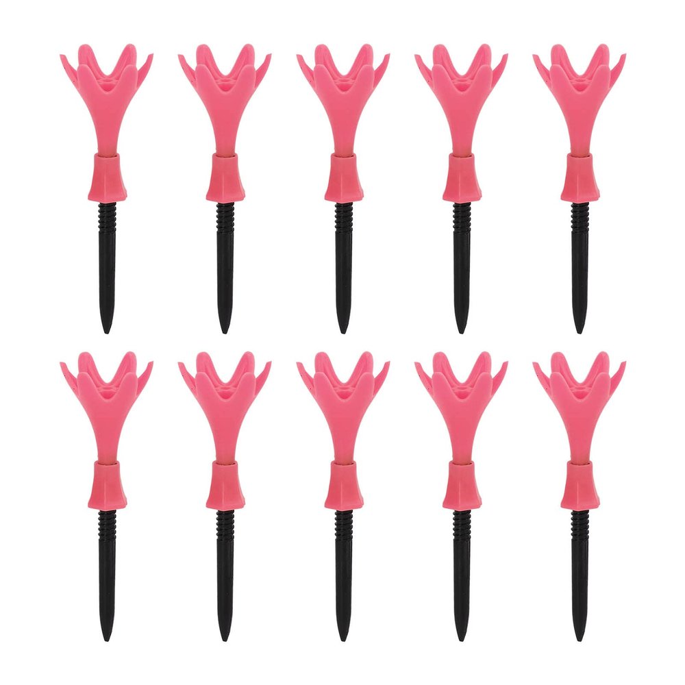Enlybee 10Pcs Plastic Golf Tees, Adjustable Height and Inclination, 6 Prong Heads for Stability, Wear Resistance, Ideal Gift for Golfers, On Course Golf Accessories (Pink)