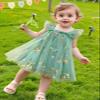 AGQT Baby Girls Tulle Dress Sleeveless Floral Butterfly Tutu Dress Toddler Girls Birthday Party Princess Dresses Casual Flower Embroidery Toddler Dresses Green Size 18-24 Months view 3