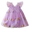 AGQT Baby Girls Tulle Dress Sleeveless Floral Butterfly Tutu Dress Toddler Girls Birthday Party Princess Dresses Casual Flower Embroidery Toddler Dresses Purple Size 18-24 Months view 1