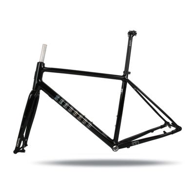 BSFHQS Road Bike Frameset Gravel Bikes Frame 700C Disc Brake Frame Aluminum Alloy Bike Frame 44cm 47cm 50cm 53cm Thru Axle Frame 100/142mm BSA BB68mm(Gloss Black,50cm)