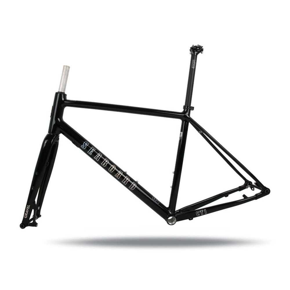 BSFHQS Road Bike Frameset Gravel Bikes Frame 700C Disc Brake Frame Aluminum Alloy Bike Frame 44cm 47cm 50cm 53cm Thru Axle Frame 100/142mm BSA BB68mm(Gloss Black,50cm)