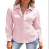 Mutitop Button Down Shirts for Women Long Sleeve Dress Shirts Wrinkle Free Collared Work Office Solid Blouses Corset Tops - Light Pink,L view 1