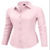Mutitop Button Down Shirts for Women Long Sleeve Dress Shirts Wrinkle Free Collared Work Office Solid Blouses Corset Tops - Light Pink,L view 3