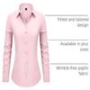 Mutitop Button Down Shirts for Women Long Sleeve Dress Shirts Wrinkle Free Collared Work Office Solid Blouses Corset Tops - Light Pink,L view 4