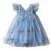 AGQT Baby Girls Tulle Dress Sleeveless Floral Butterfly Tutu Dress Toddler Girls Birthday Party Princess Dresses Casual Flower Embroidery Toddler Dresses Blue Size 12-18 Months view 1