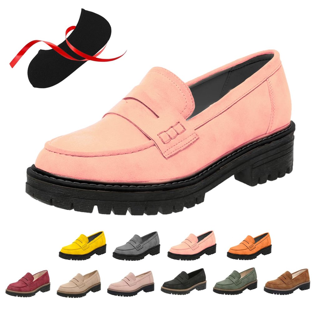 Orthoture Orthopedic Platform Loafers,Comfort Orthoture Orthopedic Shoes,Lug Sole Loafers for Women,Slip On Comfort Casual Fashion (Rose,7.5)