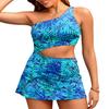 Daci Green Leaves One Shoulder Swim Dress Women - Cutout Bathing Suit Dress 2025 Skirted Swimsuits XL view 1