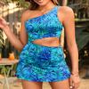 Daci Green Leaves One Shoulder Swim Dress Women - Cutout Bathing Suit Dress 2025 Skirted Swimsuits XL view 4