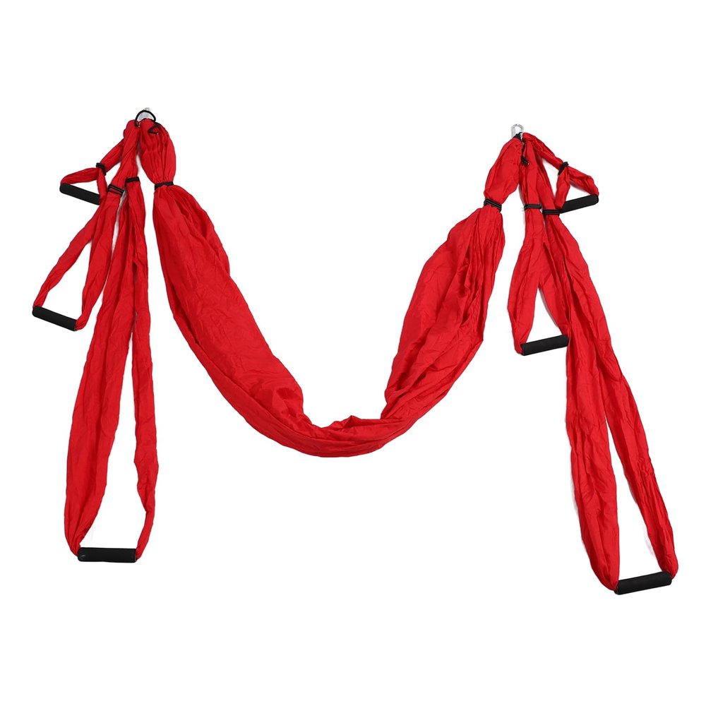 Aerial Yoga Swing Set, Adjustable Polyester Cotton Yoga Hammock for Improved Flexibility and Enhanced Fitness Experience for Air Yoga Inversion Fitness (Red)