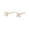 14K Solid Gold Dainty Sparkle Tiny Flower Stud Earrings, Real Solid Gold 14K CZ Diamond Floral Small Earrings, Gift for Her, SOLD AS PAIR (Rose Gold Plated) view 1