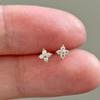 14K Solid Gold Dainty Sparkle Tiny Flower Stud Earrings, Real Solid Gold 14K CZ Diamond Floral Small Earrings, Gift for Her, SOLD AS PAIR (Rose Gold Plated) view 2