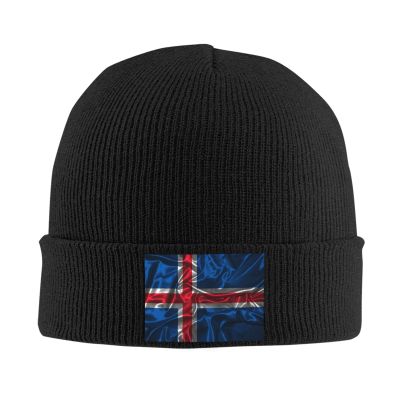 Silk Style Flag of Iceland Beanie for Men Women Knit Cuffed Beanies Warm Winter Hat Skull Cap Black