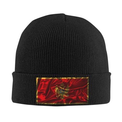 Silk Style Flag of Montenegro Beanie for Men Women Knit Cuffed Beanies Warm Winter Hat Skull Cap Black