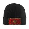 Silk Style Flag of Montenegro Beanie for Men Women Knit Cuffed Beanies Warm Winter Hat Skull Cap Black view 1