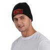 Silk Style Flag of Montenegro Beanie for Men Women Knit Cuffed Beanies Warm Winter Hat Skull Cap Black view 4