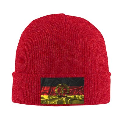 Silk Style Flag of East Germany Beanie for Men Women Knit Cuffed Beanies Warm Winter Hat Skull Cap Red