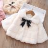 JEUROT Toddler Girl Clothes Winter Faux Fur Coat Hooded Cloak Toddler Baby Girls Fuzzy Cape Coats Toddler Baby Girl Coats Princess Capelet Wrap Winter Warm Outdoor Shawl Poncho White view 3