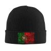 Silk Style Flag of Portugal Beanie for Men Women Knit Cuffed Beanies Warm Winter Hat Skull Cap Black view 1