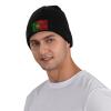 Silk Style Flag of Portugal Beanie for Men Women Knit Cuffed Beanies Warm Winter Hat Skull Cap Black view 4