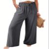 Dokotoo Wide Leg Pants Girls Palazzo Pants Drawstring 2025 Beach Casual Trending Trousers Elastic Waist Clothing Cute Wide Leg Lounge Trousers Travel Outfits with Pockets,Dark Grey Large view 1