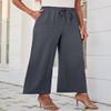 Dokotoo Wide Leg Pants Girls Palazzo Pants Drawstring 2025 Beach Casual Trending Trousers Elastic Waist Clothing Cute Wide Leg Lounge Trousers Travel Outfits with Pockets,Dark Grey Large view 3