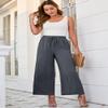 Dokotoo Wide Leg Pants Girls Palazzo Pants Drawstring 2025 Beach Casual Trending Trousers Elastic Waist Clothing Cute Wide Leg Lounge Trousers Travel Outfits with Pockets,Dark Grey Large view 4