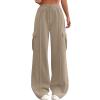 Cargo Sweatpants for Women High Waisted Casual Fleece Interior Drawstring Baggy Pants Lounge Warm Winter Sweat Pants Thermal Winter Warm Wide Leg Fleece Lined Sweatpants Cargo Sweatpants for Women view 2