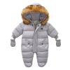 Baby Snowsuit Winter Warm Suits Coat Outwear Hooded Footie Romper Puffer Jacket Coat Clothes for Toddler Girls Boys (Grey, 6-9 Months) view 1
