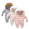 Baby Snowsuit Winter Warm Suits Coat Outwear Hooded Footie Romper Puffer Jacket Coat Clothes for Toddler Girls Boys (Grey, 6-9 Months) view 3